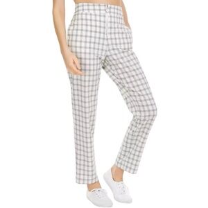 Danielle Bernstein For Macy’s “WeWoreWhat” Zip-Up Ivory Plaid Pants Sz 12 NWT